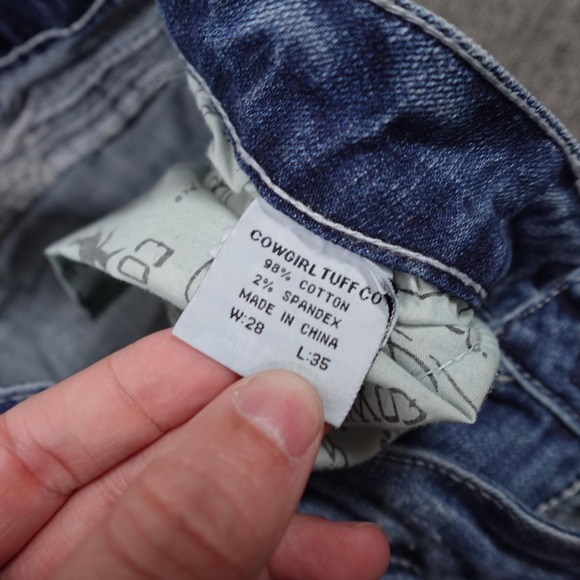 Cowgirl Tuff Co Freedom Jeans Womens 28 Blue Medium Wash Mid Rise Bootcut 28x35 - Picture 4 of 10